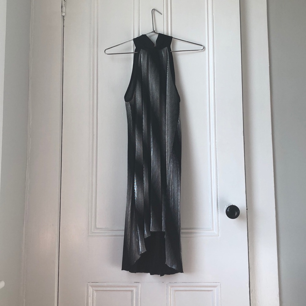Reflective silver and black dress!